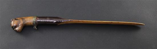 A late 19th / early 20th century treen paper knife, 12.5in.